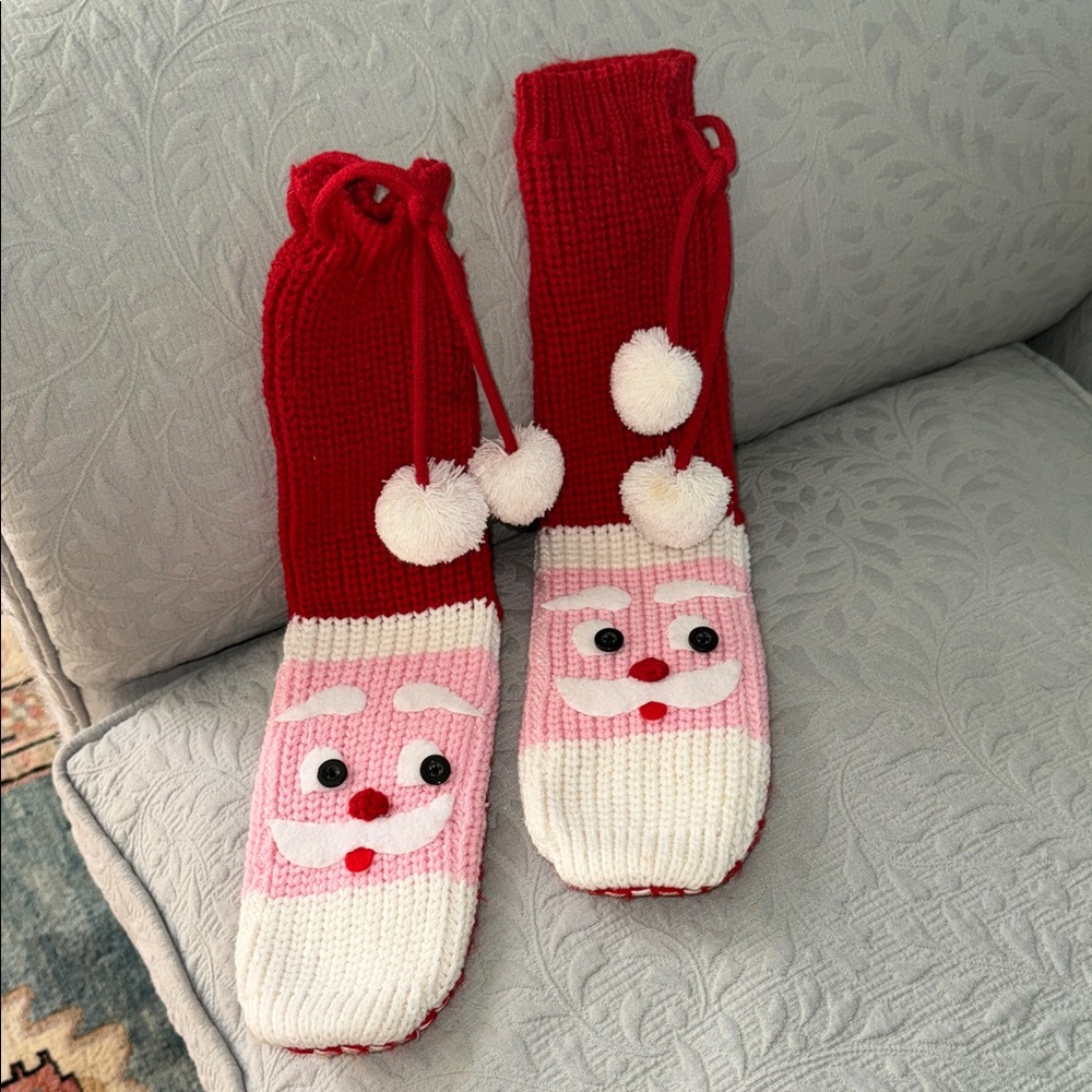 Nick & Nora Red Knit Santa Slipper Socks - Picture 1 of 6